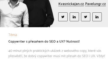 Pavel Ungr a Honza Kvasnička pro Copycamp 2016